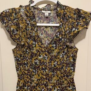 Anthropologie Yellow and Purple Floral Dress